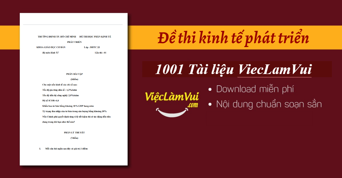 Đề thi kinh tế phát triển PDF