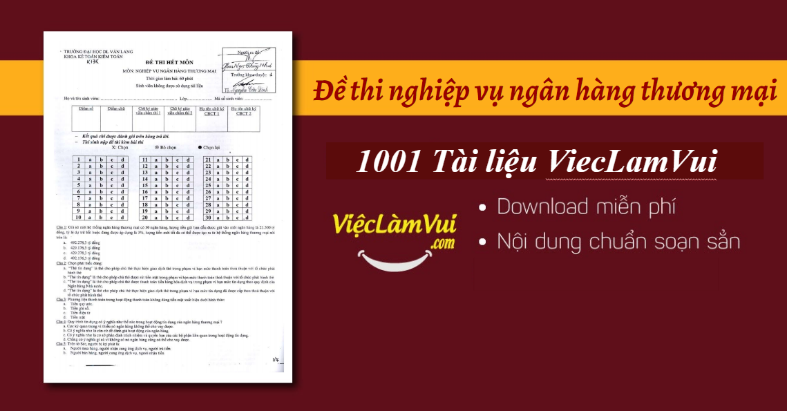 Đề thi nghiệp vụ ngân hàng thương mại PDF