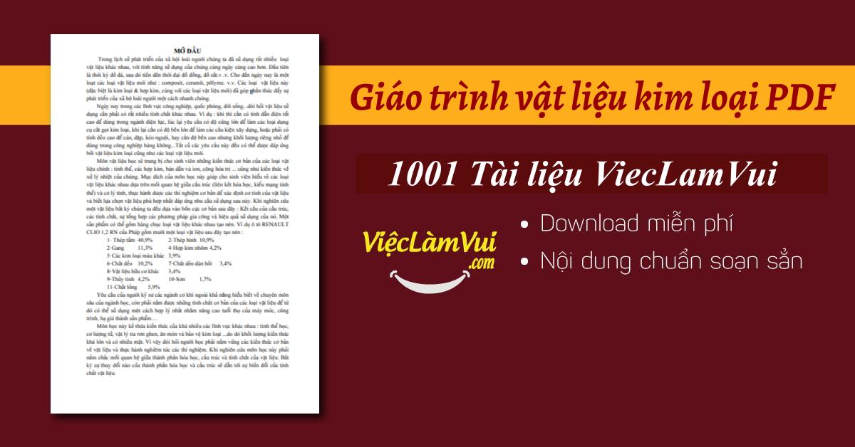 Giáo trình vật liệu kim loại PDF