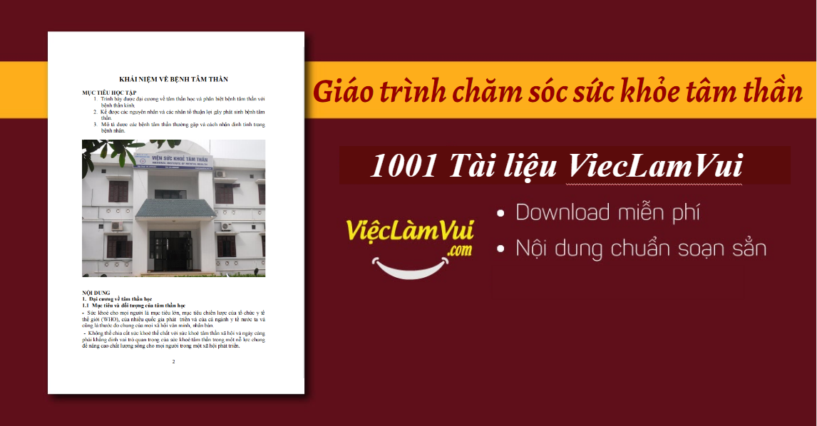 Giáo trình chăm sóc sức khỏe tâm thần PDF