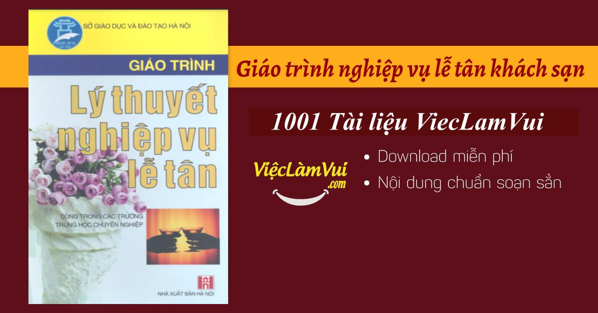 Giáo trình nghiệp vụ lễ tân khách sạn PDF