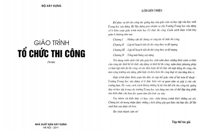 Giáo trình tổ chức thi công PDF