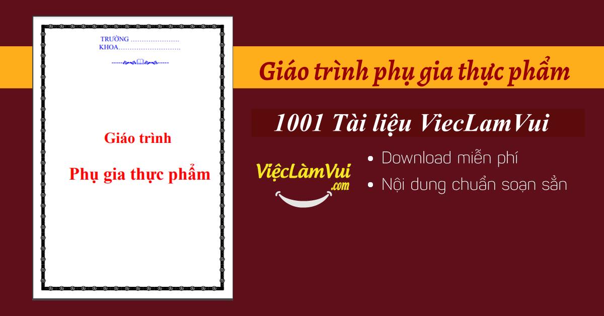 Giáo trình phụ gia thực phẩm PDF