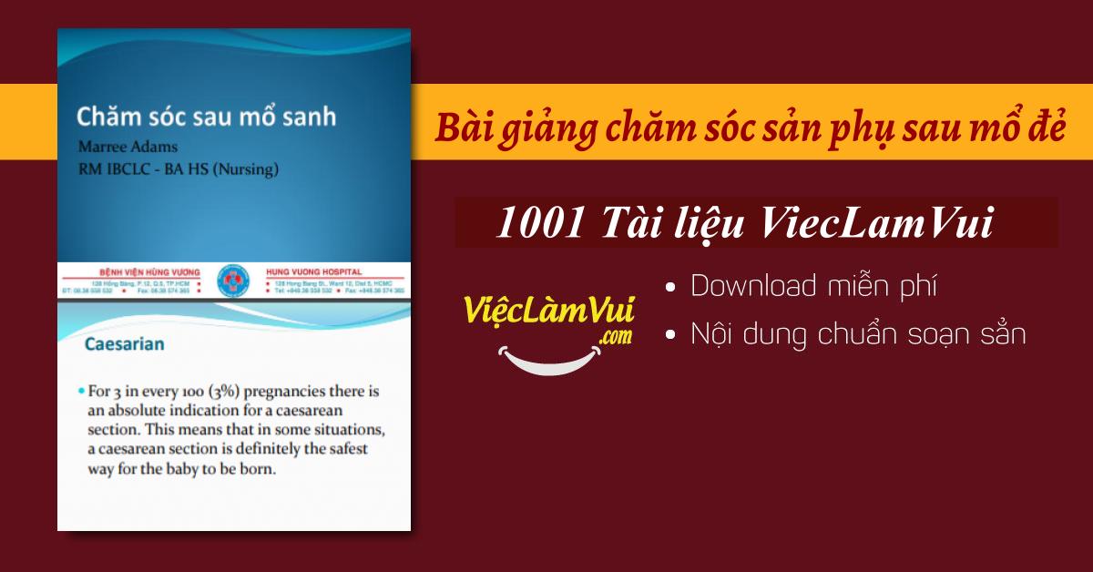 Bài giảng chăm sóc sản phụ sau mổ đẻ