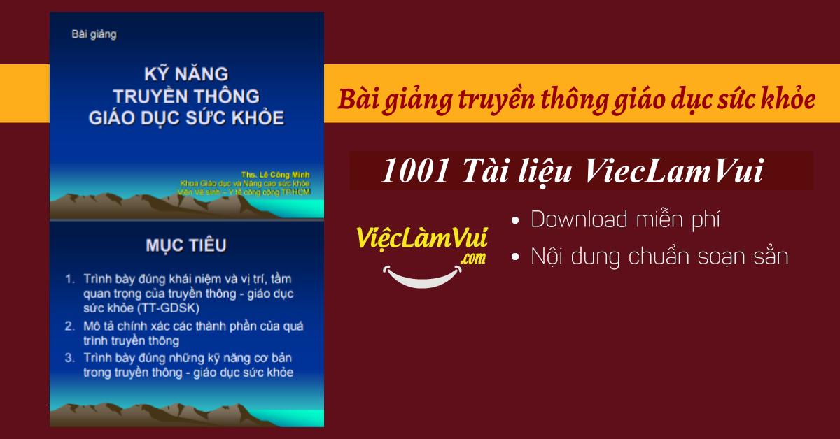 Bài giảng truyền thông giáo dục sức khỏe