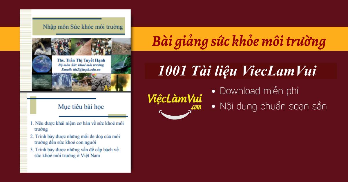 Bài giảng sức khỏe môi trường