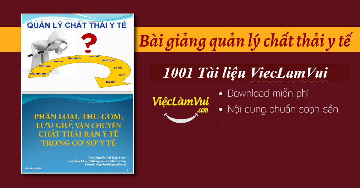 Bài giảng quản lý chất thải y tế