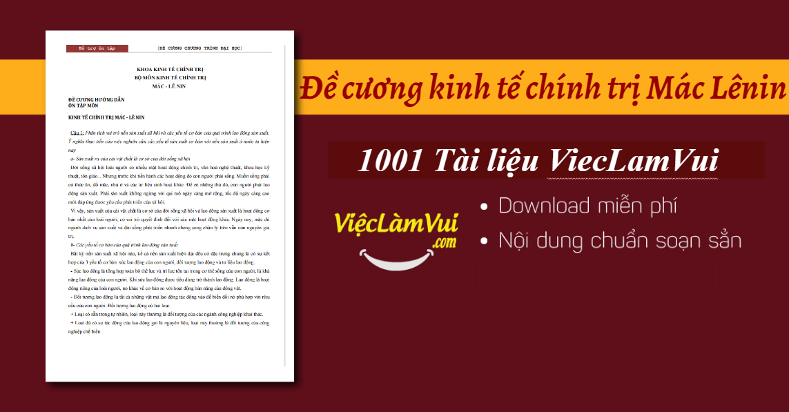 Đề cương kinh tế chính trị Mác Lênin PDF