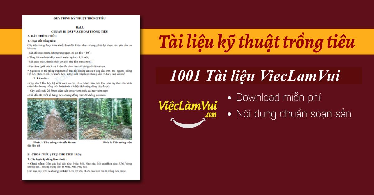 tài liệu kỹ thuật trồng tiêu