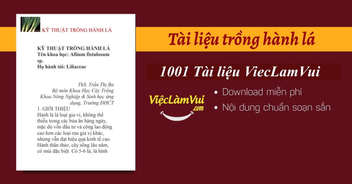 Tài liệu trồng hành lá, kỹ thuật trồng hành lá PDF