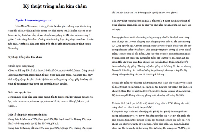 Tài liệu trồng nấm kim châm PDF