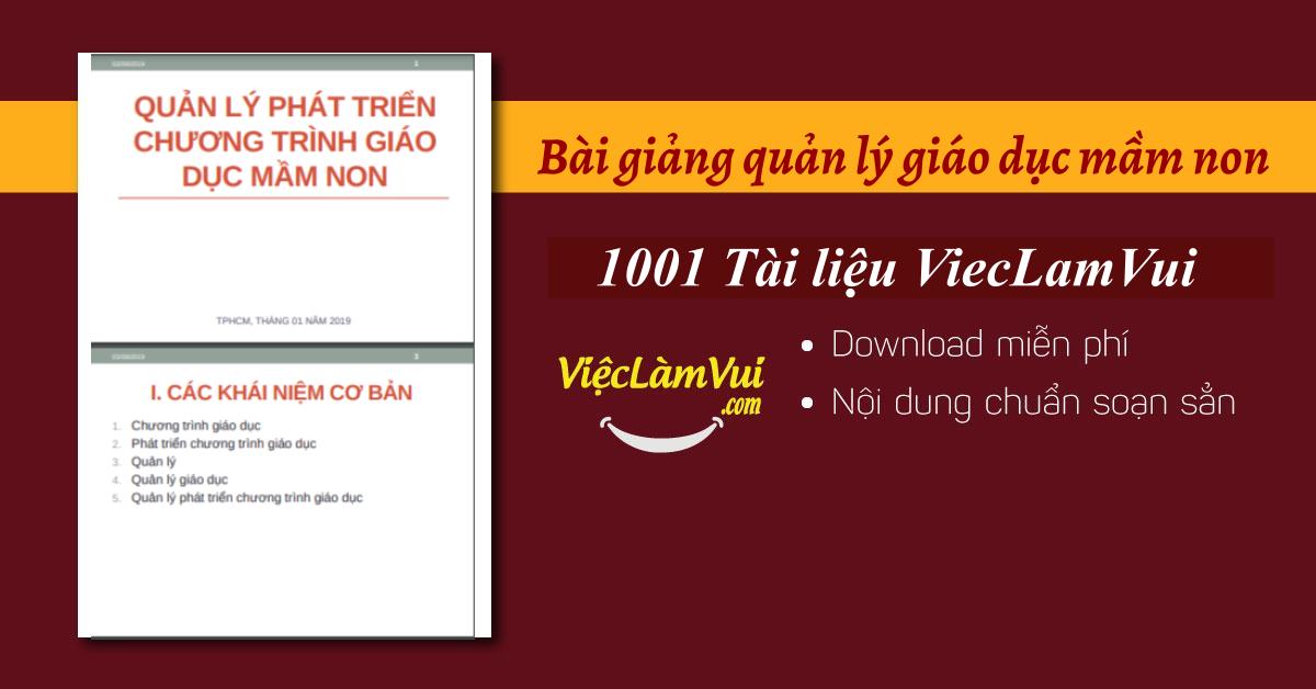 Bài giảng quản lý giáo dục mầm non