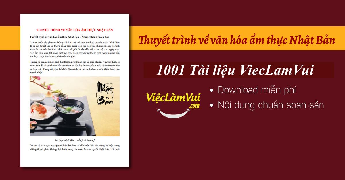 Thuyết trình về văn hóa ẩm thực Nhật Bản