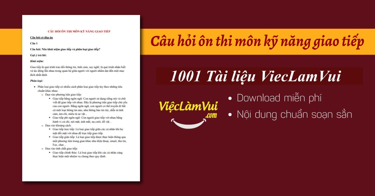 Câu hỏi ôn thi môn kỹ năng giao tiếp