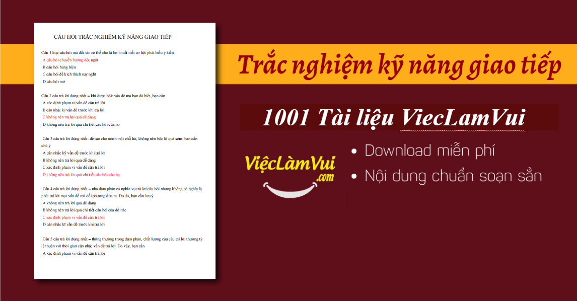 110+ Câu hỏi trắc nghiệm kỹ năng giao tiếp trong kinh doanh