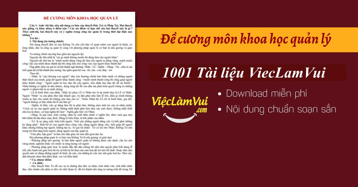 Đề cương môn khoa học quản lý
