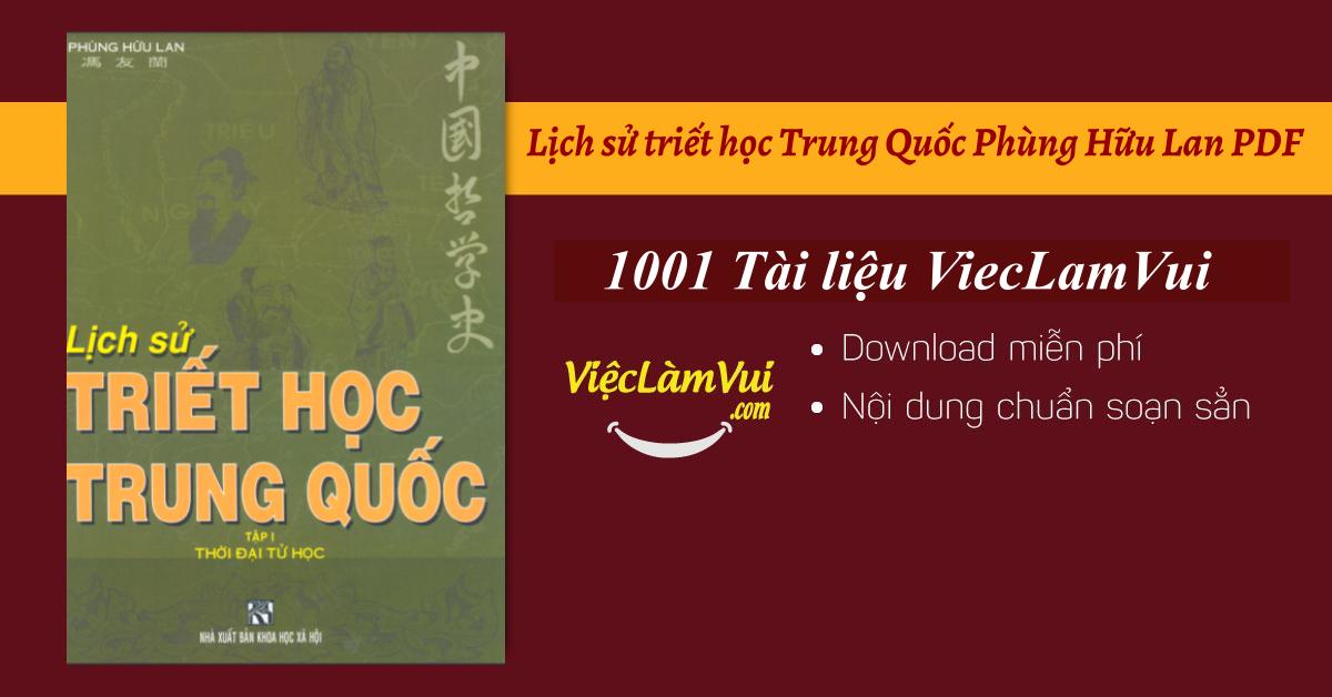 Lịch sử triết học Trung Quốc Phùng Hữu Lan PDF