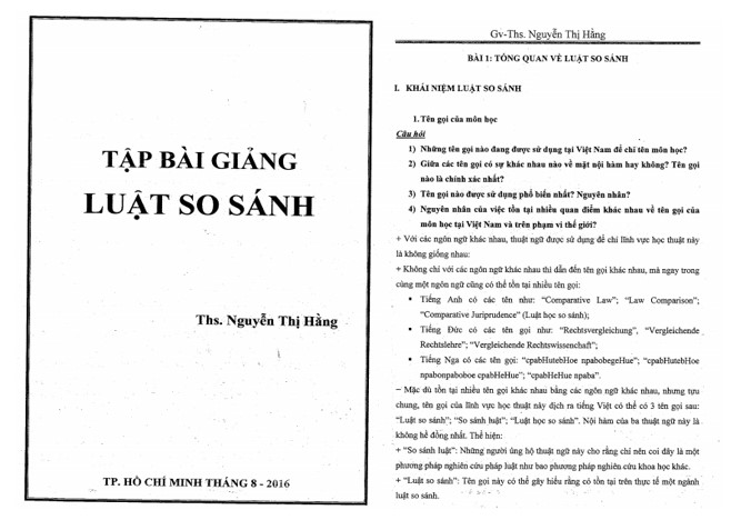 Bài giảng môn luật so sánh