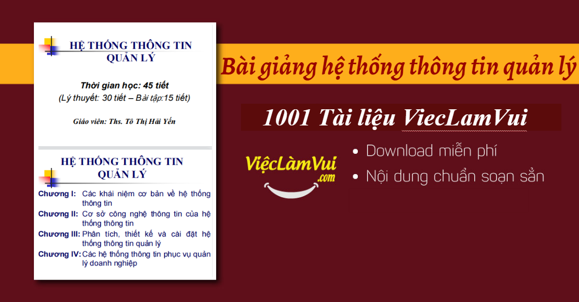 Bài giảng hệ thống thông tin quản lý