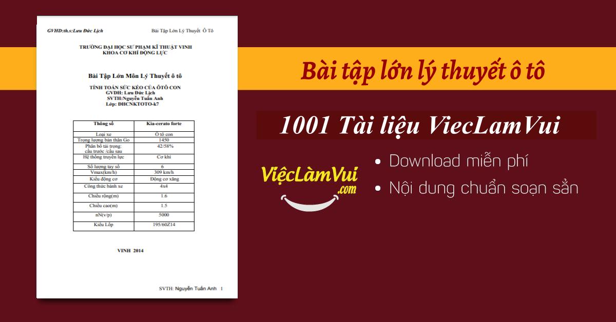 Bài tập lớn lý thuyết ô tô