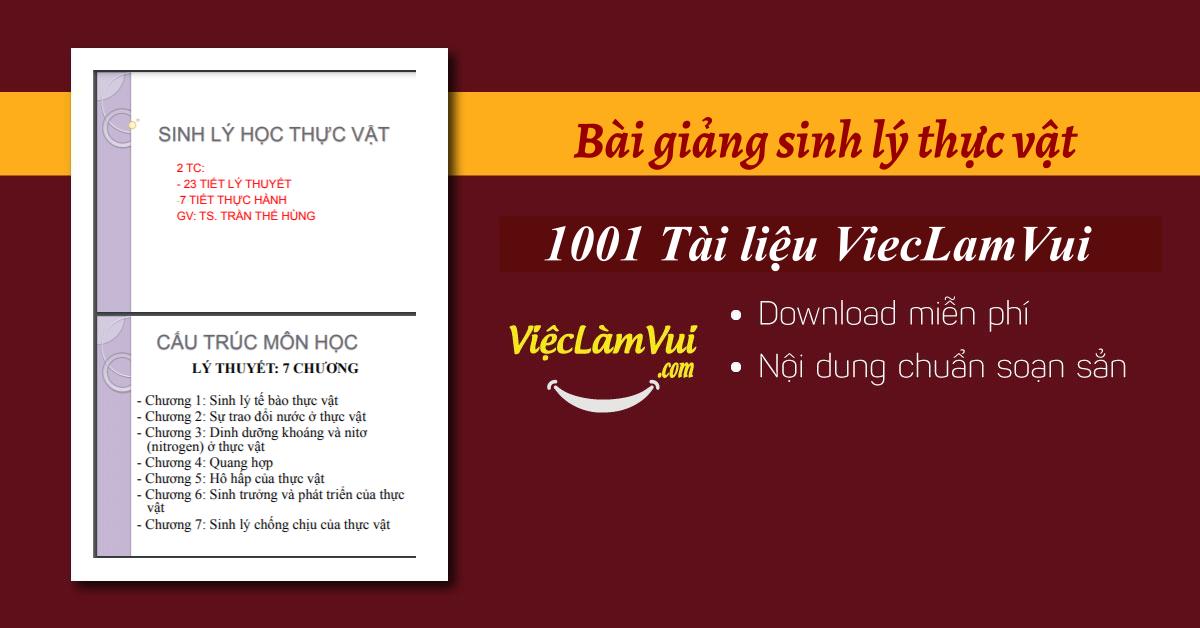 Bài giảng sinh lý thực vật