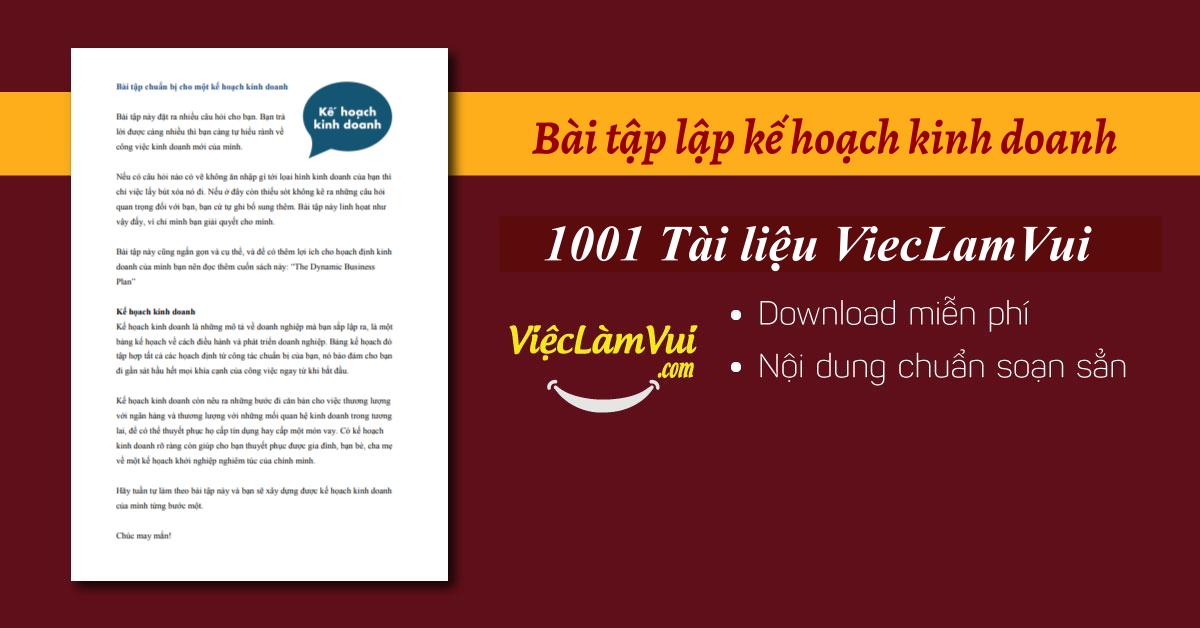 Bài tập lập kế hoạch kinh doanh