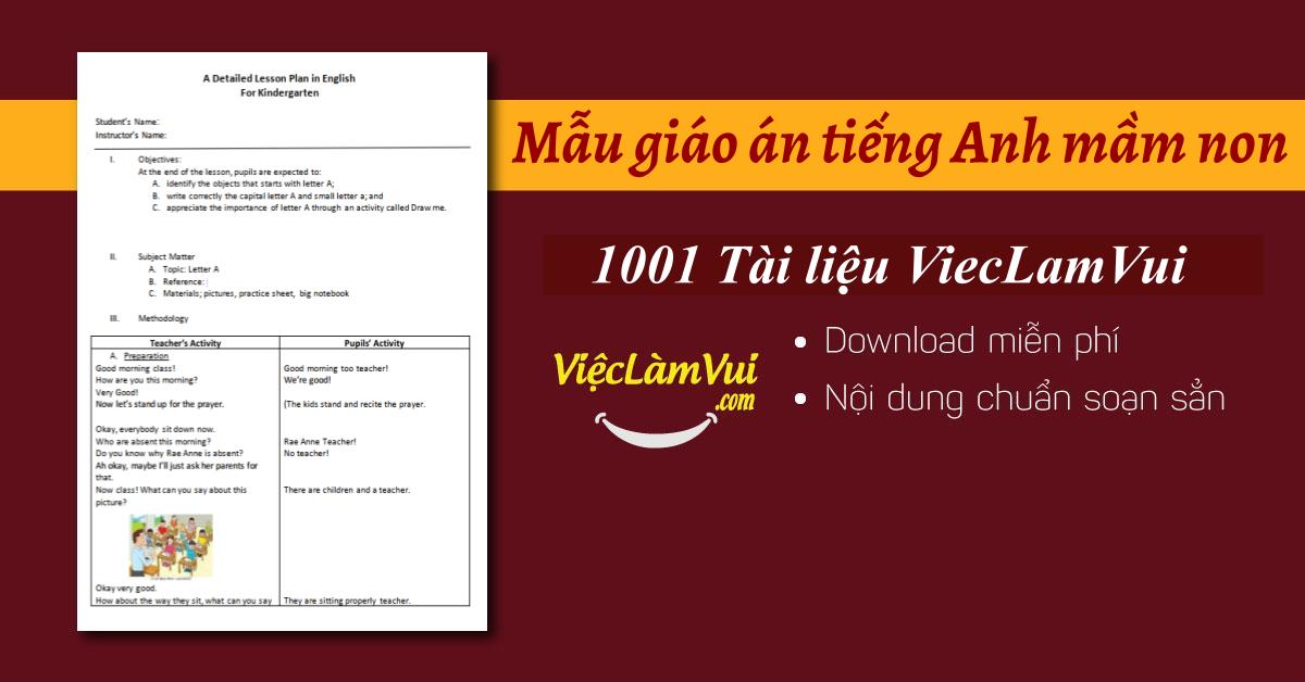 Mẫu giáo án tiếng Anh mầm non DOC, PDF