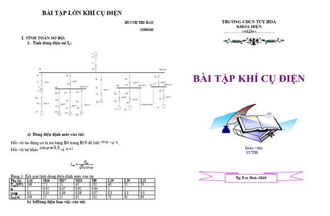 Bài tập khí cụ điện có đáp án