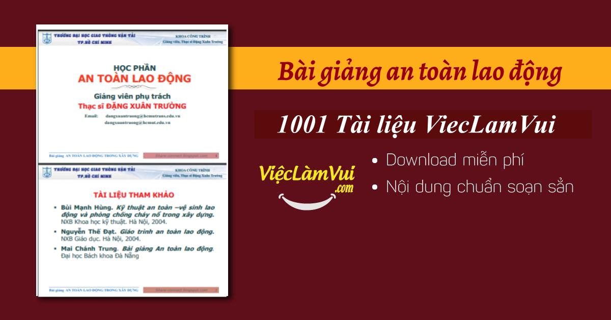 Bài giảng an toàn lao động