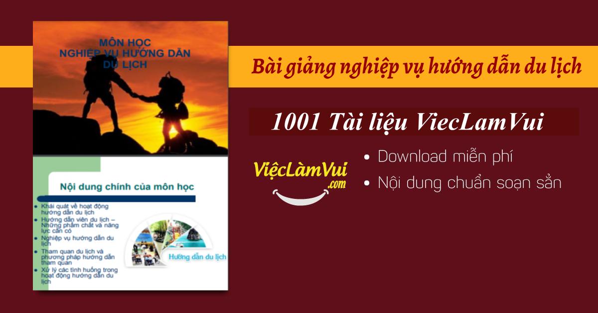 Bài giảng nghiệp vụ hướng dẫn du lịch
