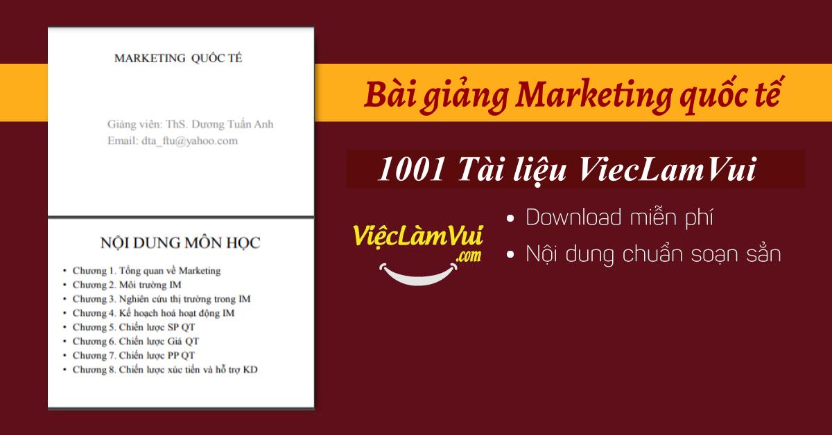 Bài giảng Marketing quốc tế