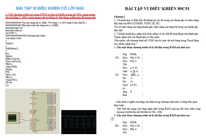 Bài tập vi điều khiển có lời giải