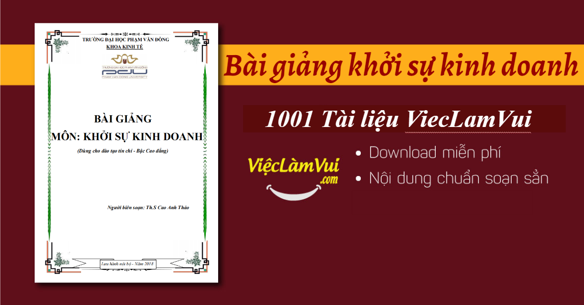 Bài giảng khởi sự kinh doanh