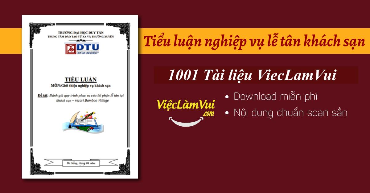 Mẫu tiểu luận nghiệp vụ lễ tân khách sạn ấn tượng