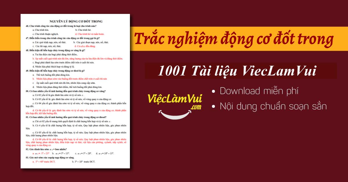 Trắc nghiệm động cơ đốt trong - ViecLamVui