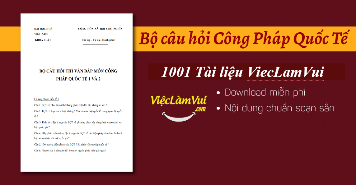 Bộ câu hỏi Công Pháp Quốc Tế (có đáp án)