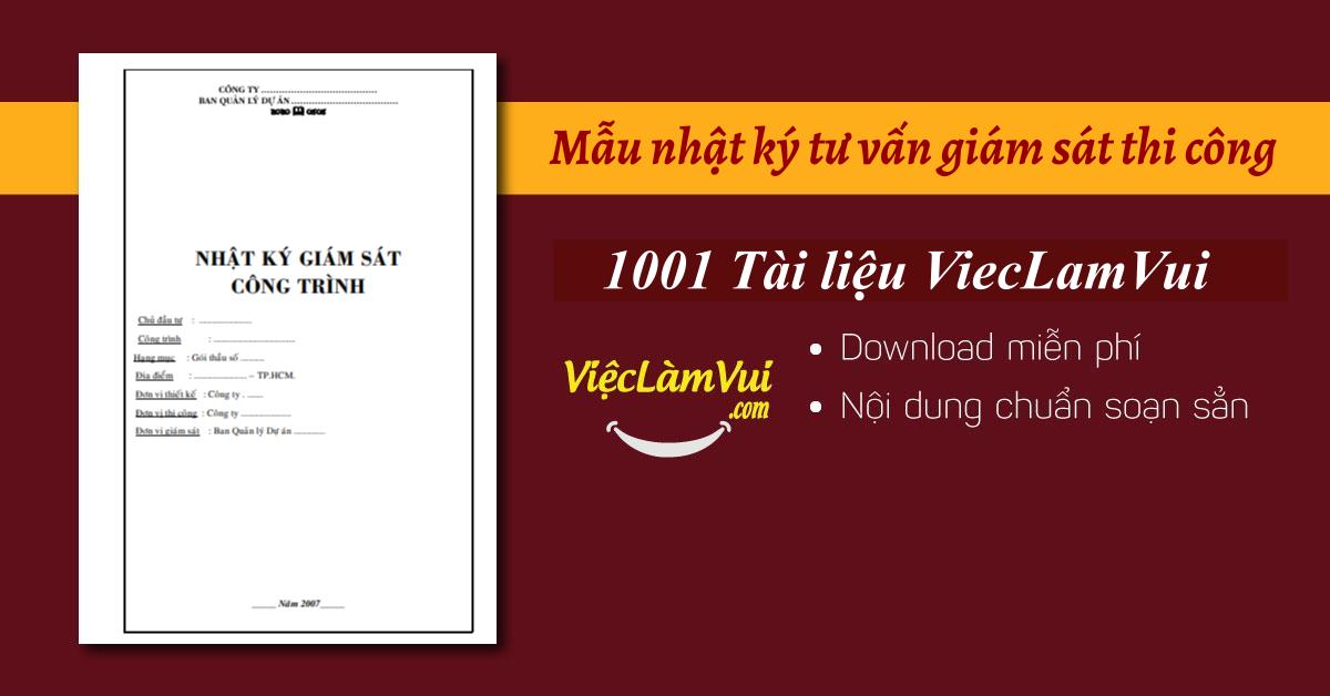 Mẫu nhật ký tư vấn giám sát thi công