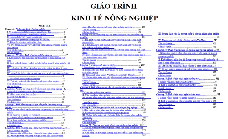 Giáo trình kinh tế nông nghiệp PDF