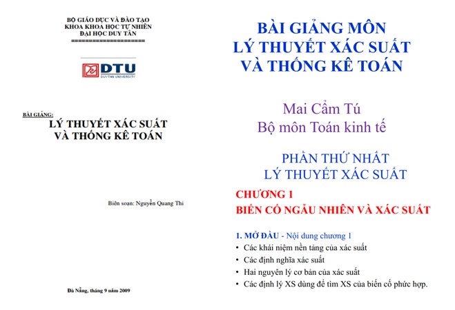 Bài giảng lý thuyết xác suất và thống kê toán