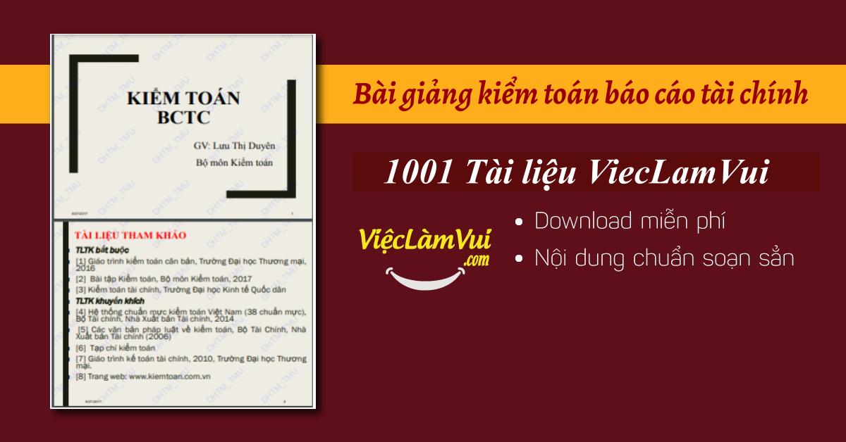 Bài giảng kiểm toán báo cáo tài chính