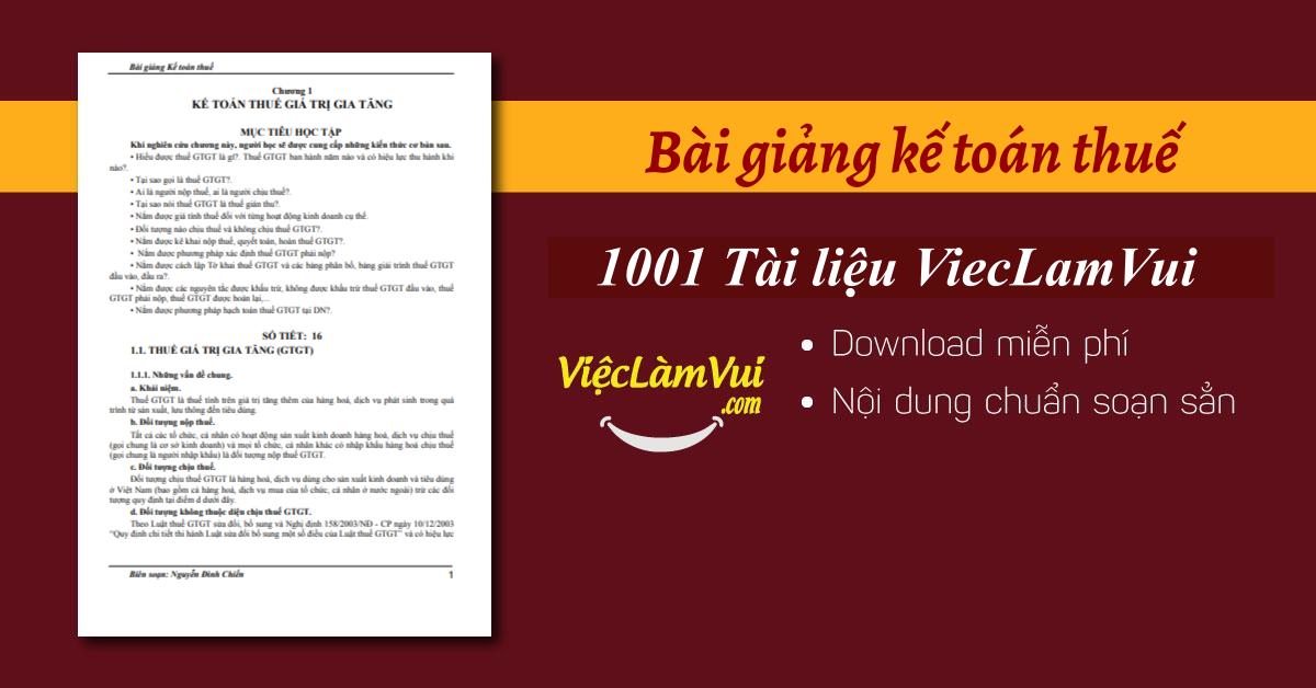 Bài giảng kế toán thuế