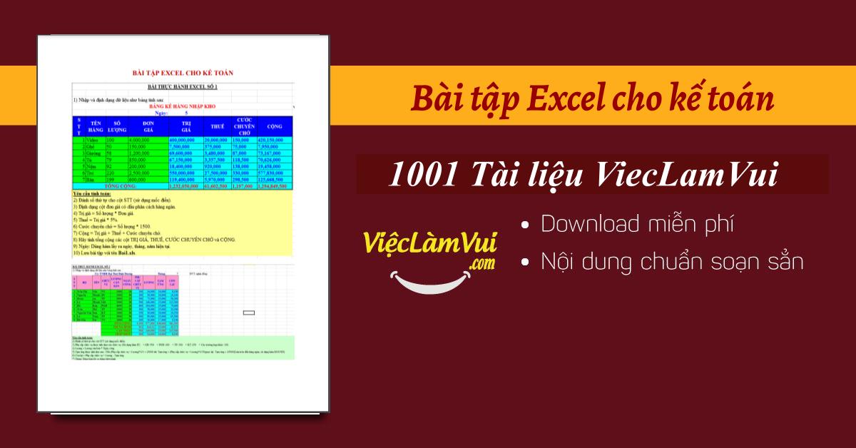 Bài tập Excel cho kế toán