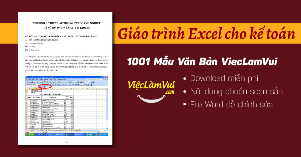 Giáo trình Excel cho kế toán miễn phí