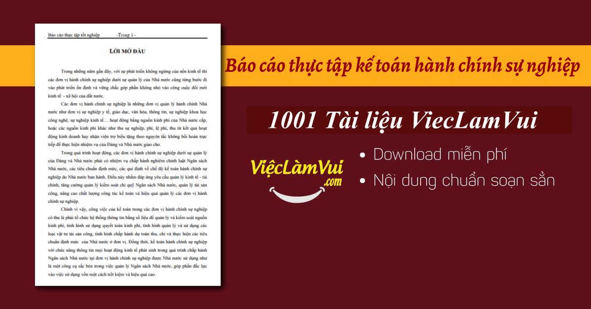 Mẫu báo cáo thực tập kế toán hành chính sự nghiệp hay, chuẩn