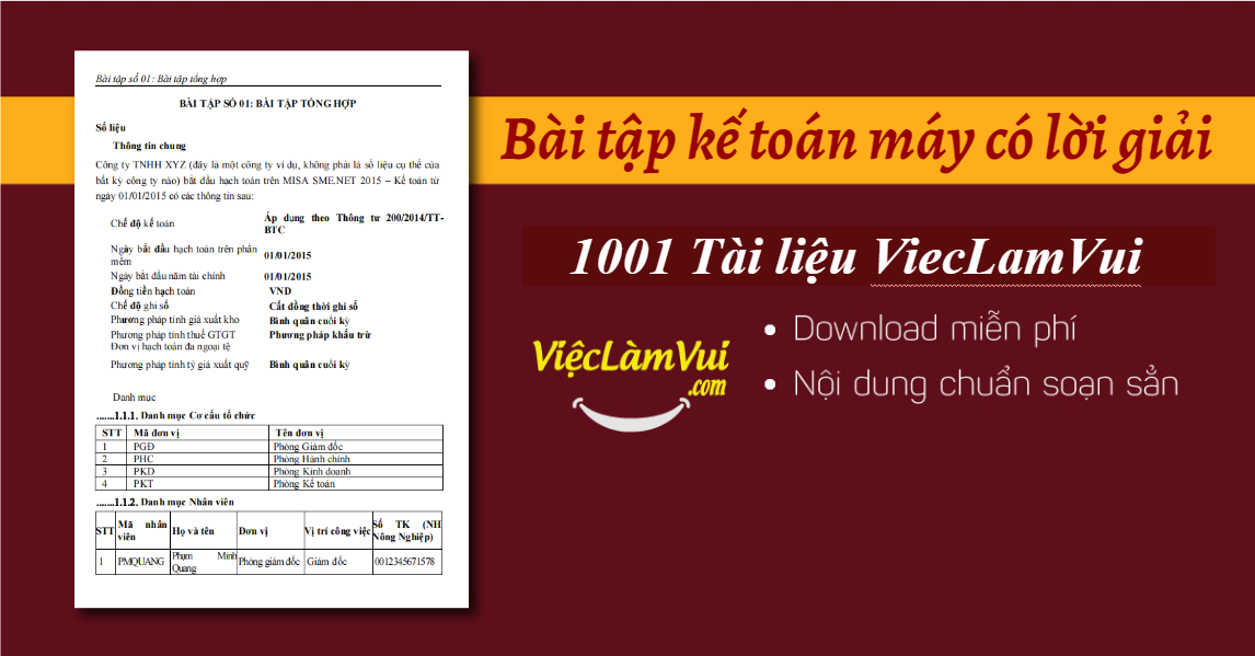 Bài tập kế toán máy có lời giải