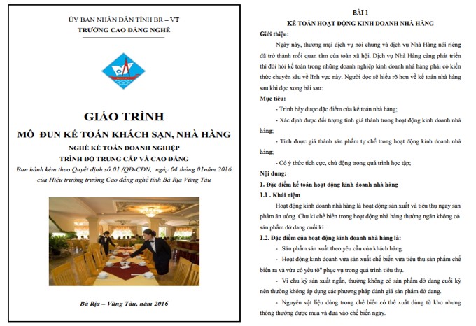 Giáo trình kế toán nhà hàng khách sạn PDF