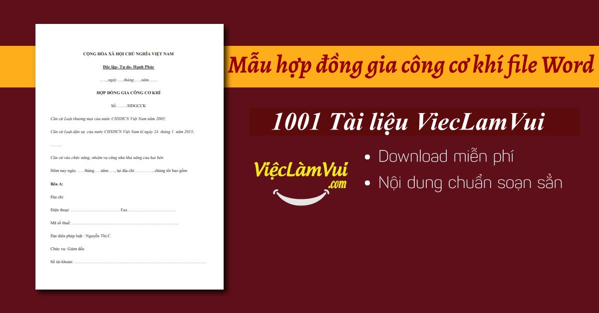 Mẫu hợp đồng gia công cơ khí file Word