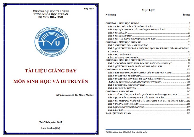 Bài giảng sinh học và di truyền