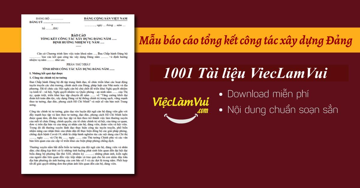 Mẫu báo cáo tổng kết công tác xây dựng Đảng file Word
