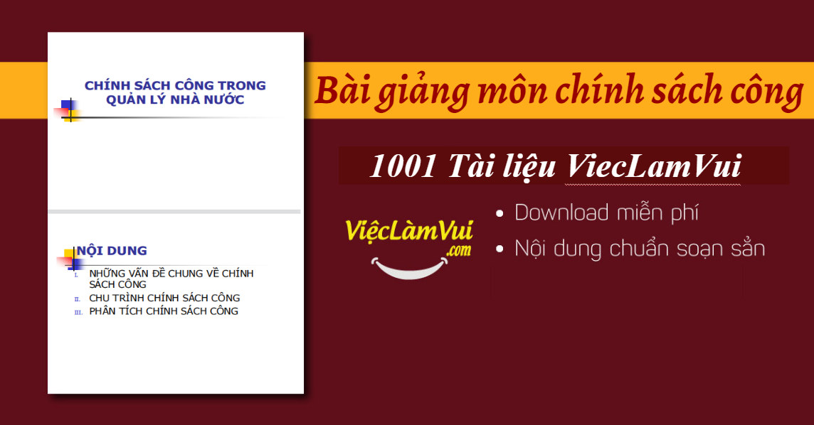 Bài giảng môn chính sách công